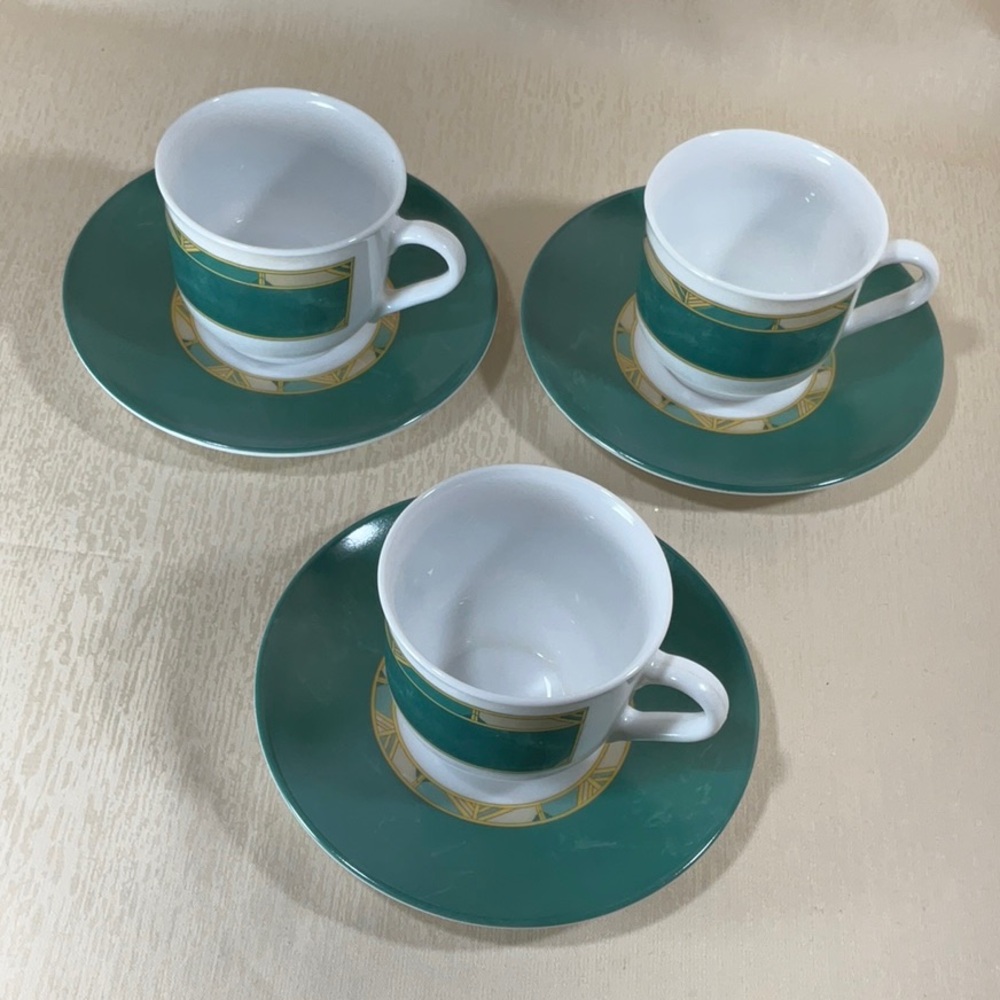 Arcopal Cortina Set of 3 Mugs & Saucers